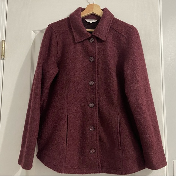 Northern Reflection Boucle Button Front Jacket Burgundy Large - Picture 1 of 9